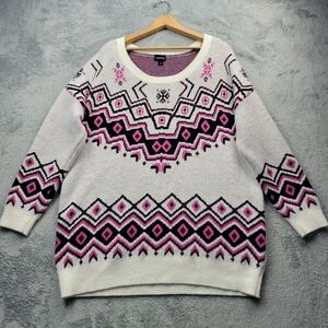 Torrid Womens Sweater Size 1X Drop Shoulder Diamond Snowflake Crew Neck